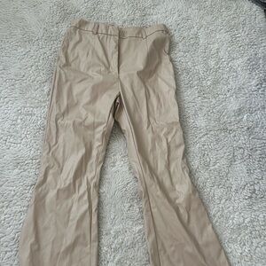 Beige Faux Leather Bootcut pants